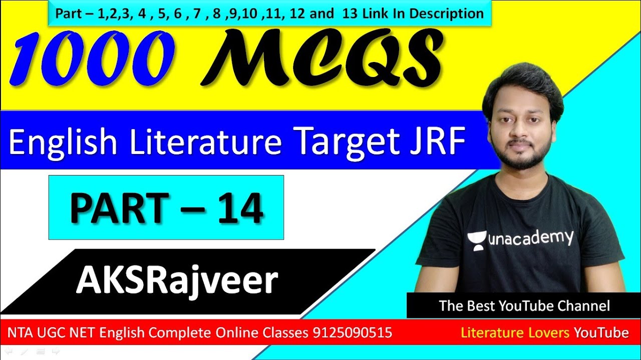 UGC NET/JRF English 1000 MCQs Mock Test Part - 14 ENSURE JRF with AKSRajveer Literature Lovers