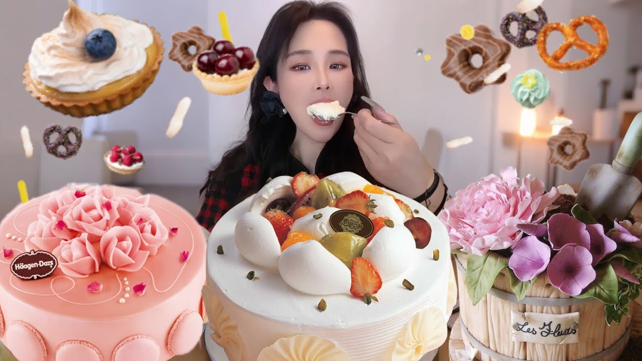 Asmr🍰Eating Fruit Cream Cake🍰 (Soft And Waxy Sound) 크림丨먹방丨Mukbang丨Satisfying丨Eatings