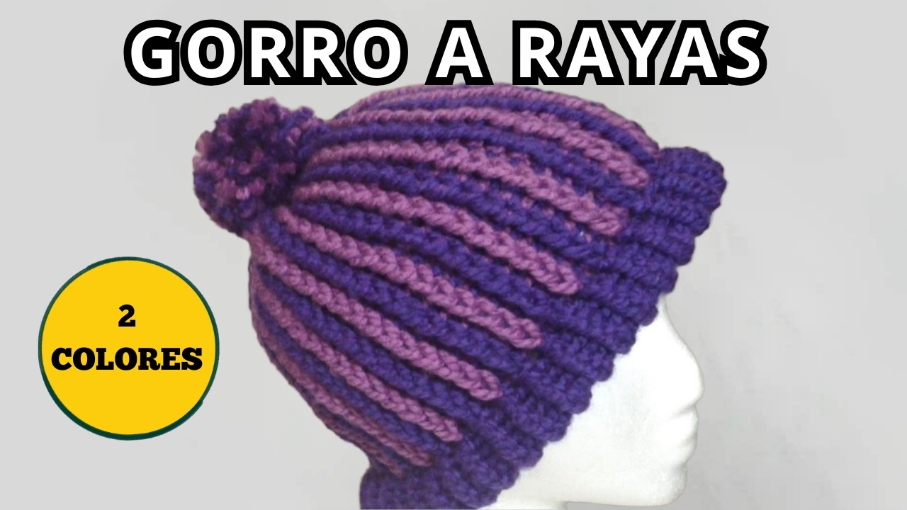 Como Tejer GORRO 2 COLORES en Telar Circular - Tutorial Principiantes