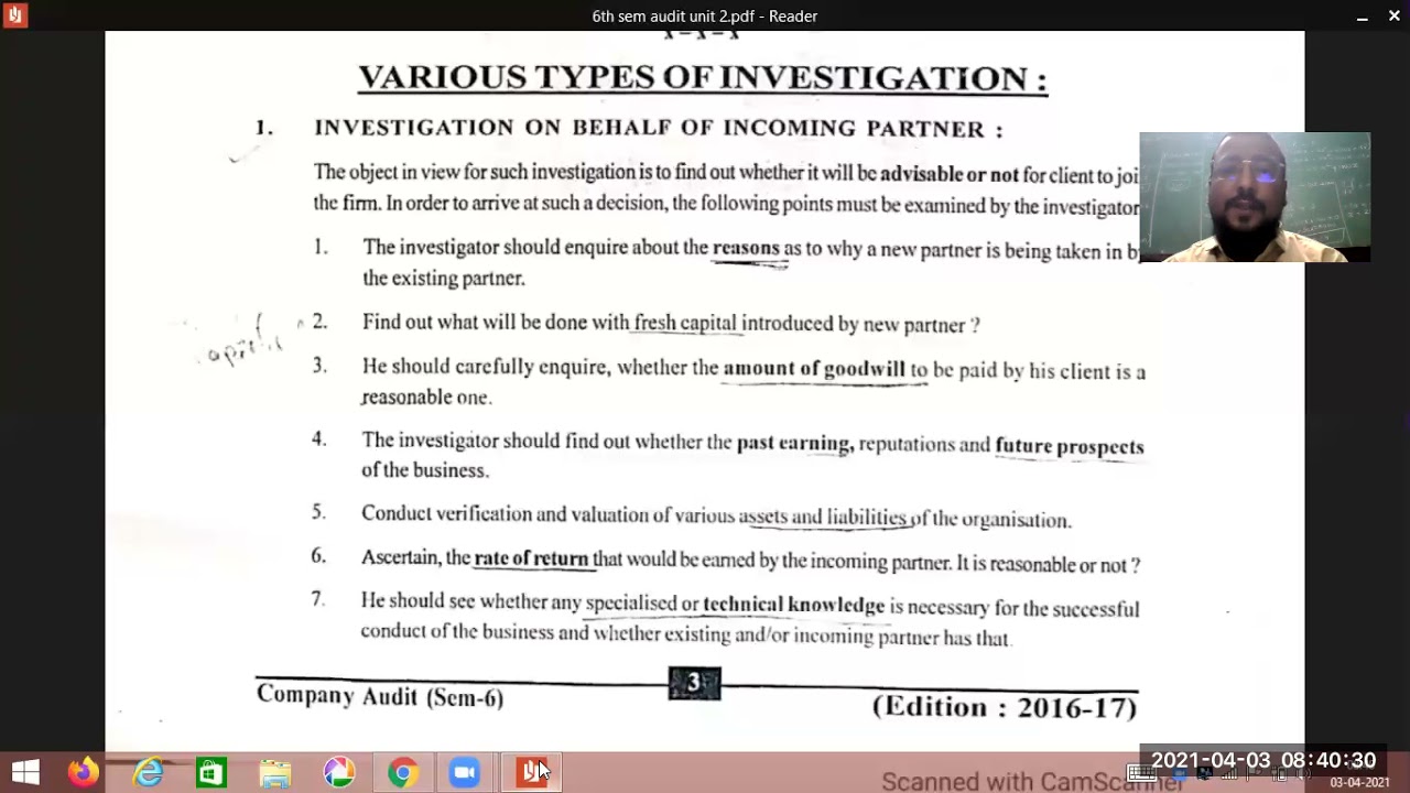 Company Audit Unit 2 Types of Investigation
