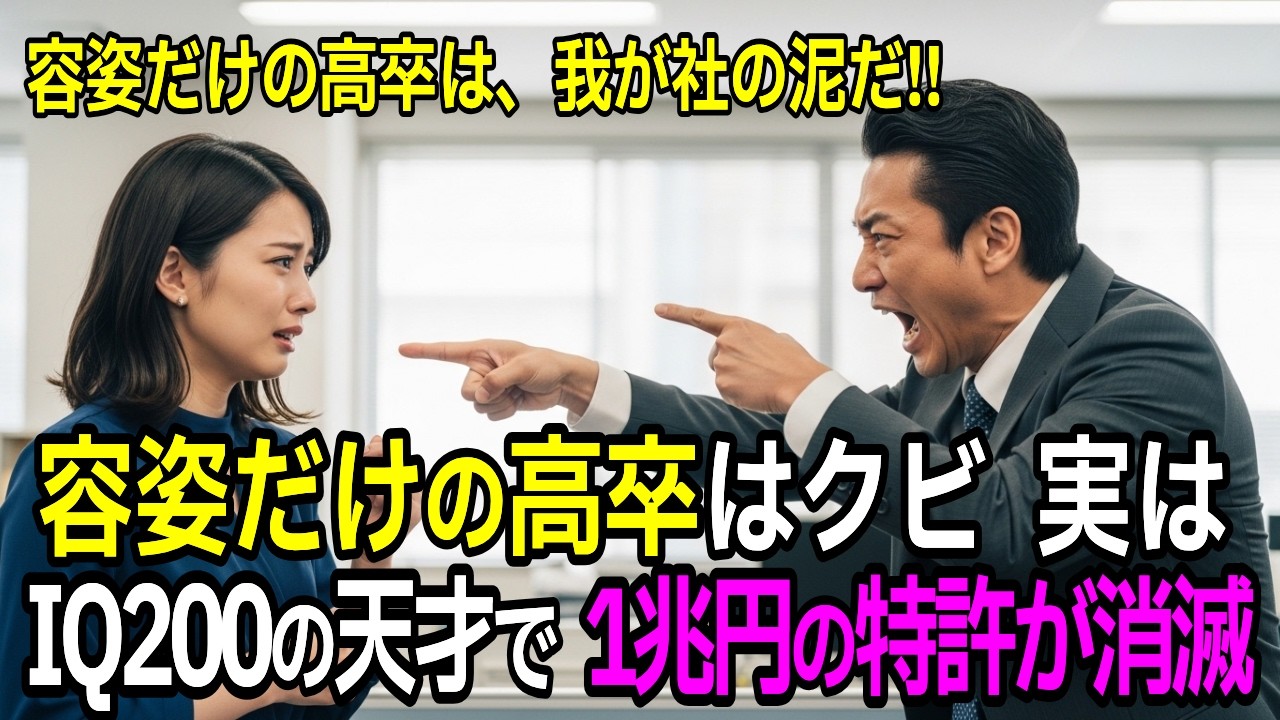 「容姿だけの高卒はクビ」とIQ200の天才を即解雇した新社長。翌朝、1兆円の特許が消え会社が倒産→ライバル社へ電撃転職した彼女の正体に社長が絶句【感動する話】【朗読】