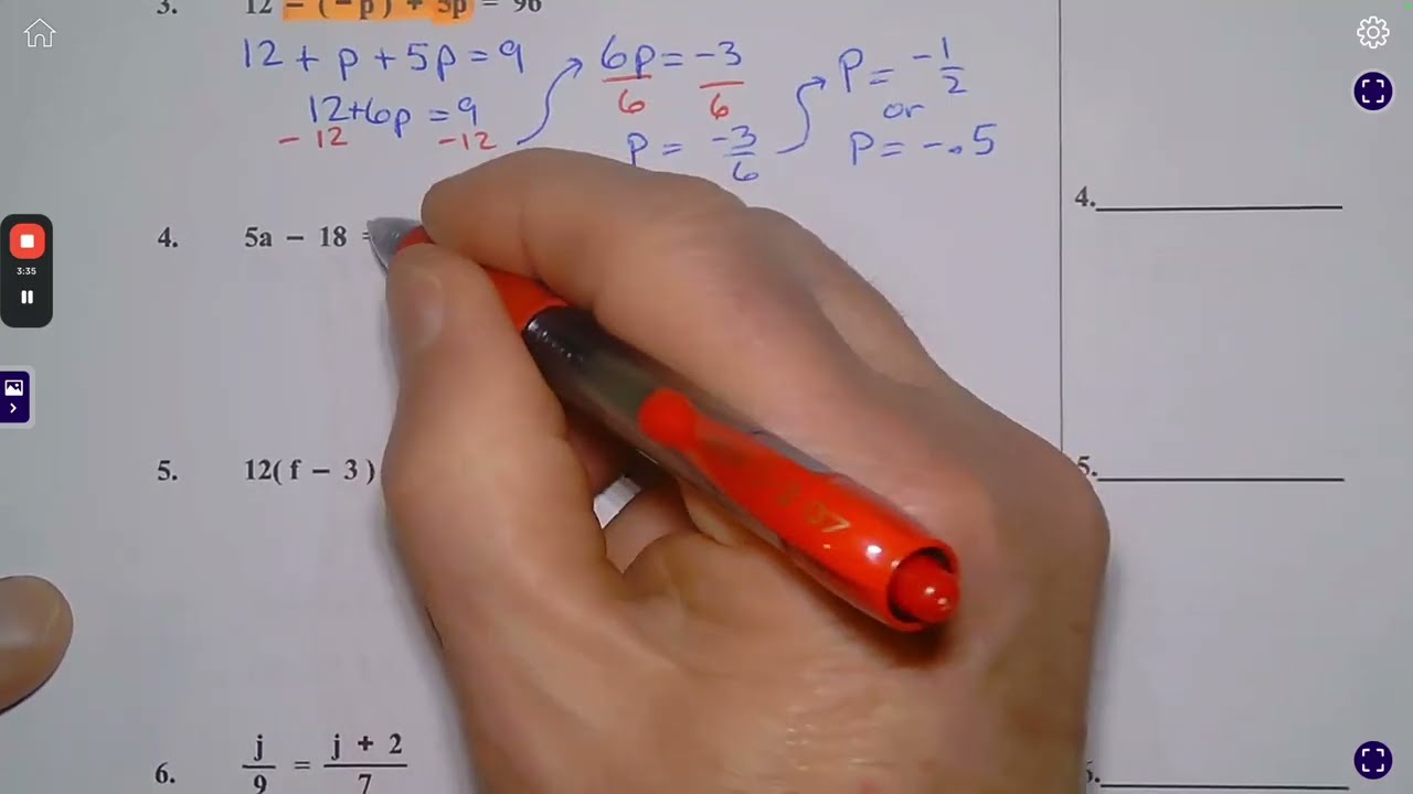 Algebra 1 Equations Practice 2