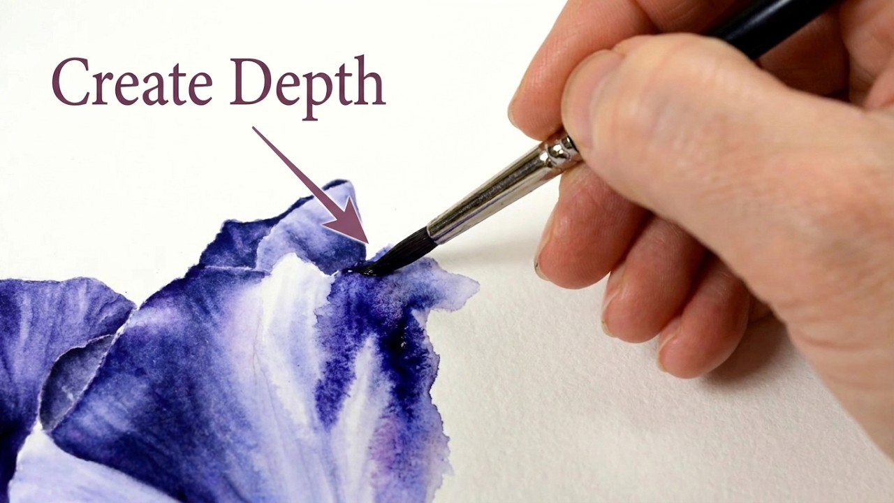 Depth and Movement in Watercolor - Black Iris Watercolor Tutorial