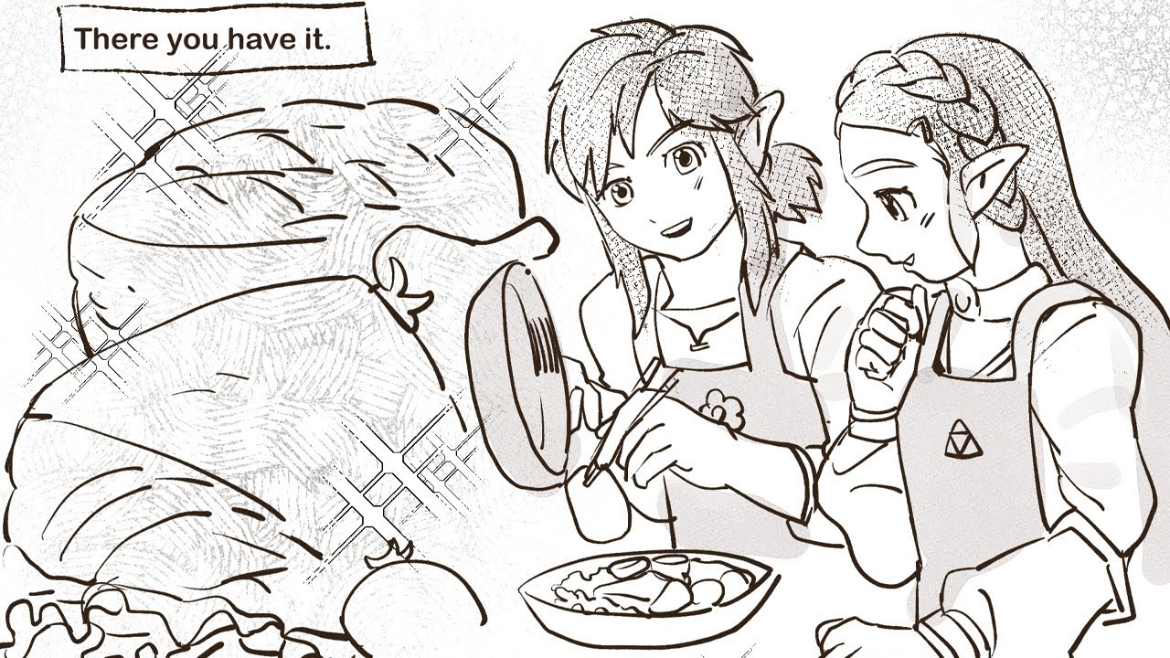 Link teaches Zelda how to cook