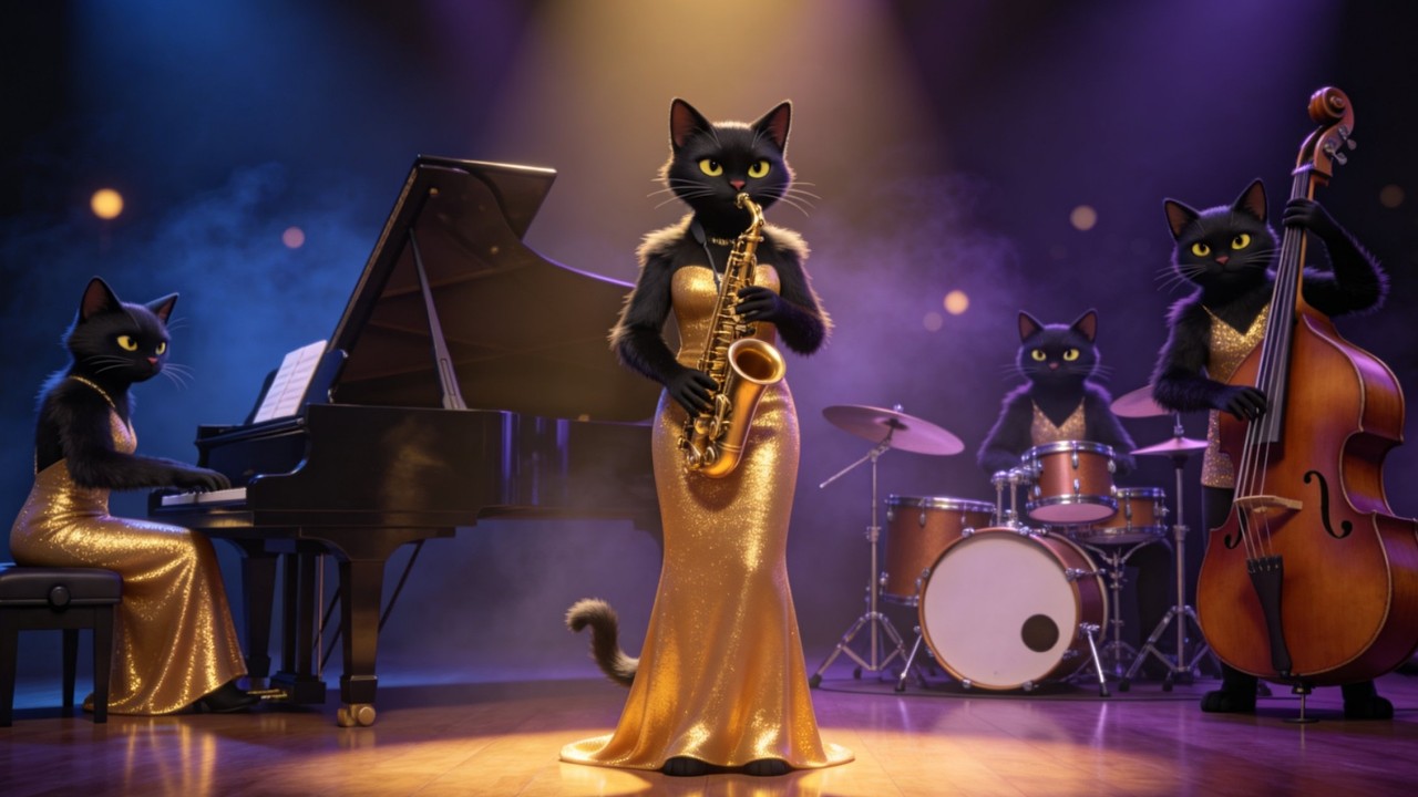 Luxury Black Cat Jazz Night 🖤 Focus Music for Work, Creativity & Deep Concentration