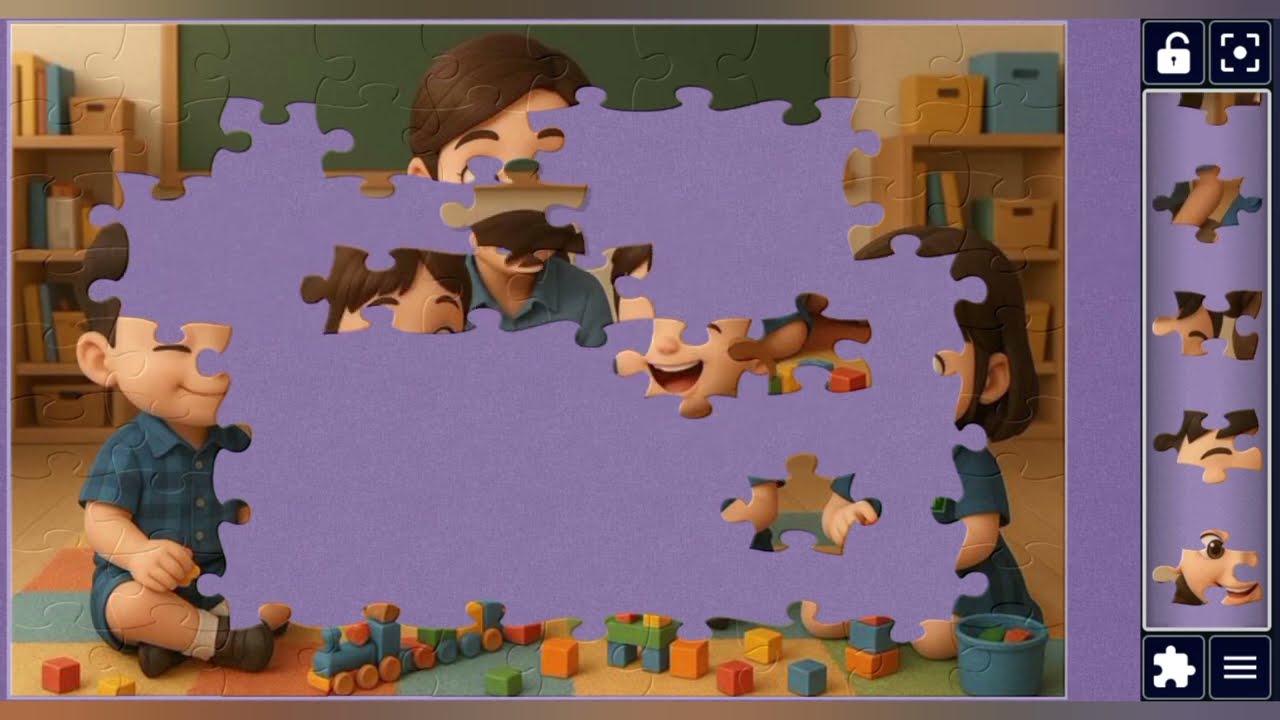 Block-Building Buddies Fun in Class 🟦🟨🟩🎉🧩 joyful jigsaw puzzle 🧩//@jigsawpuzzle45