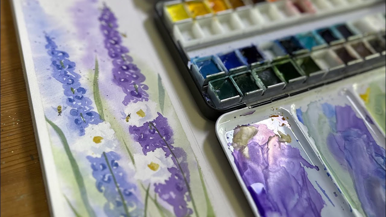 Paint Tall Delphiniums with Watercolours!