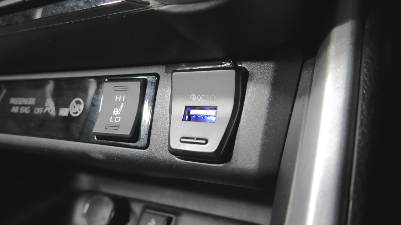 Toyota RAV4 (2019-2025): USB Phone Charger Installation In Place Of Dummy Plug. Quick Charge 3.0.