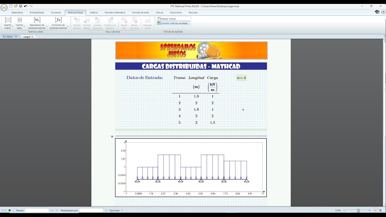 Mathcad Prime 10 Программирование распределенной нагрузки 1/2