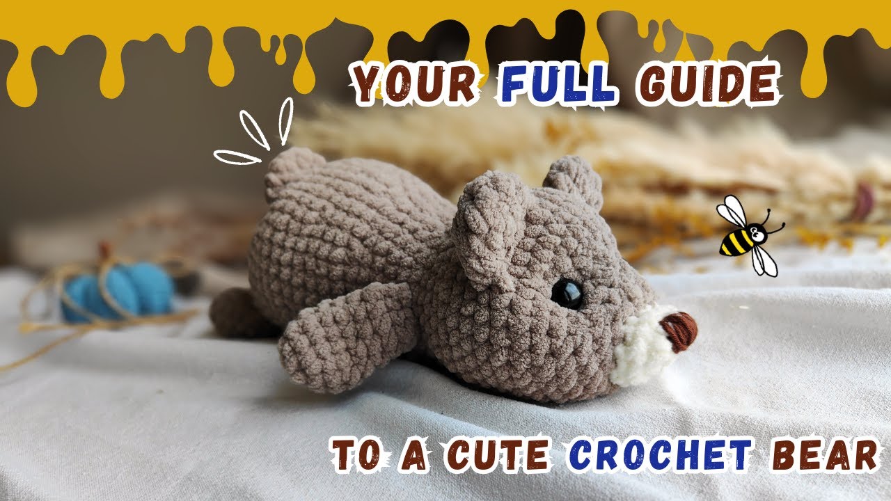 How to Crochet an Amigurumi Lying Bear 🐻 | Full Step by Step Tutorial + Free Pattern