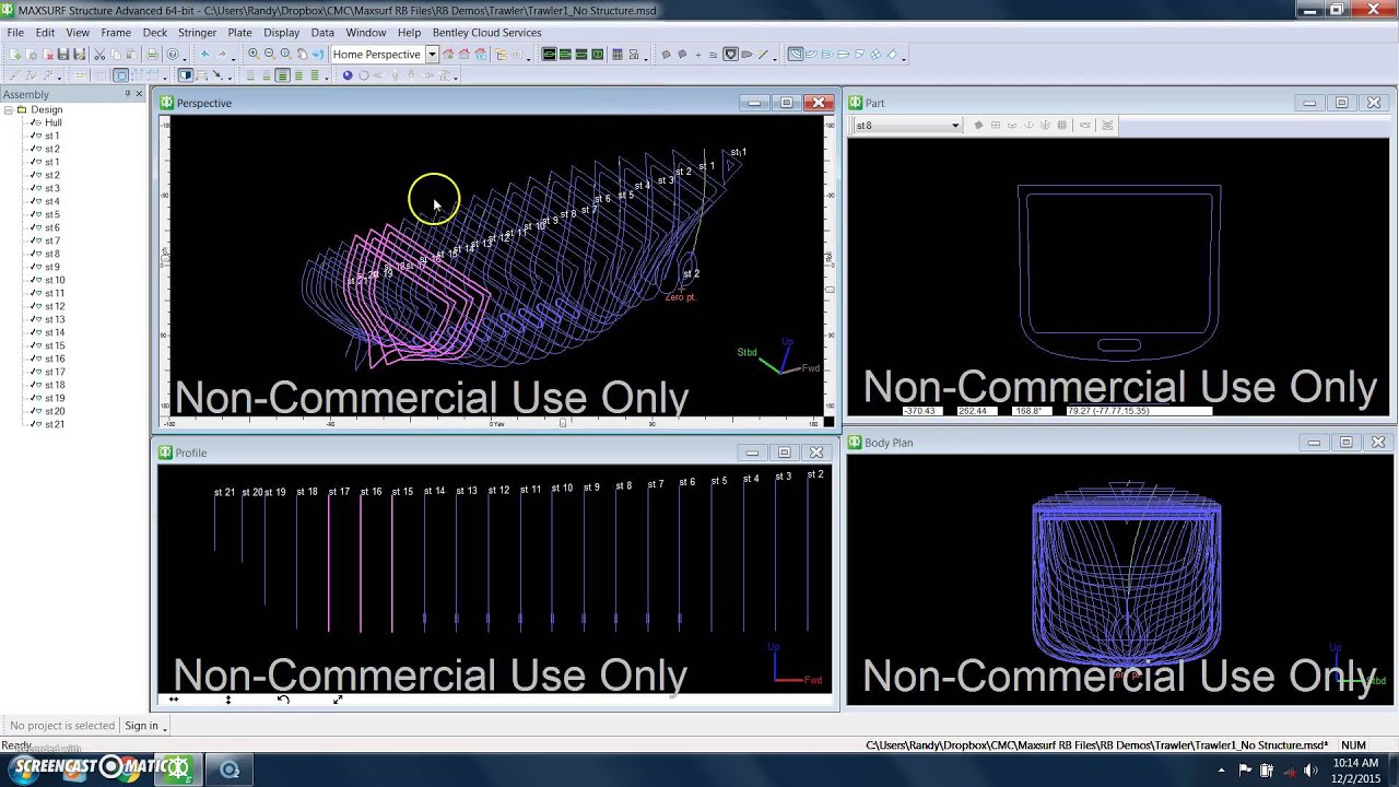 MAXSURF Structure Demo of Trawler Hull
