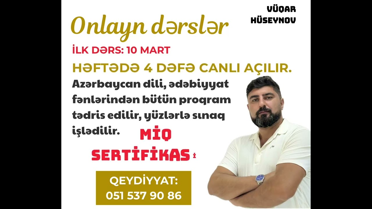 Vüqar Hüseynovun onlayn dərsləri üçün “Mart” qrupuna qeydiyyat başladı.
