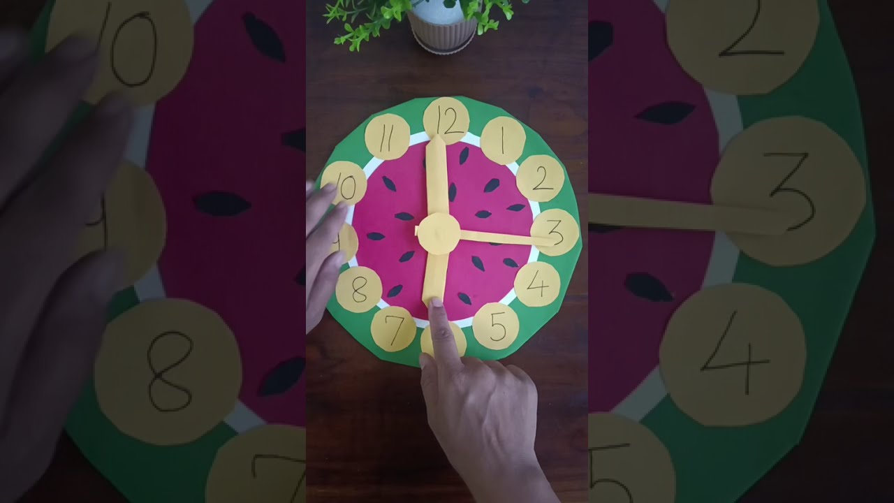 How To Make Clock ⏰At Home #forschoolproject#handmade#artandcraft#watermelonclock#craftideas🙂