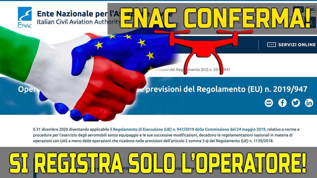 ENAC conferma, REGISTREREMO solo l'OPERATORE!  STOP con il REG. ED. 3,  AVANTI con EASA!