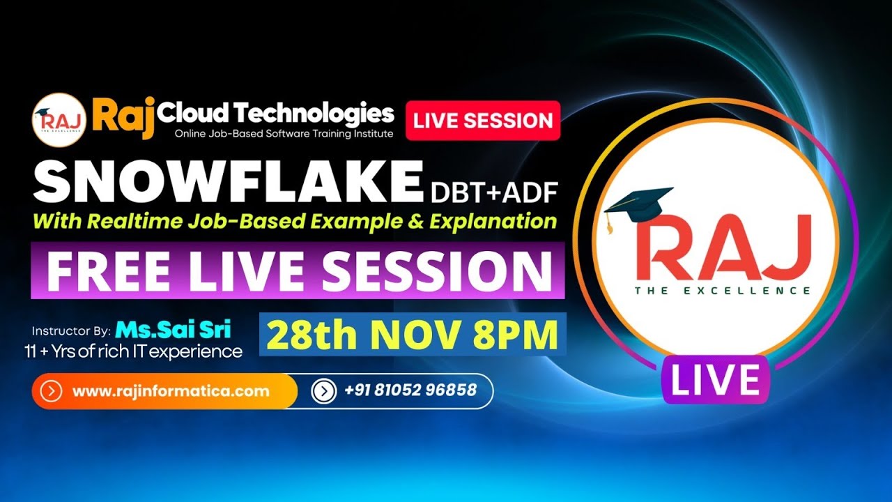 Snowflake+DBT+ADF+SQL  Online Demo Job-Based Training - SaiSri 11+ years of exp from RajCloudTech