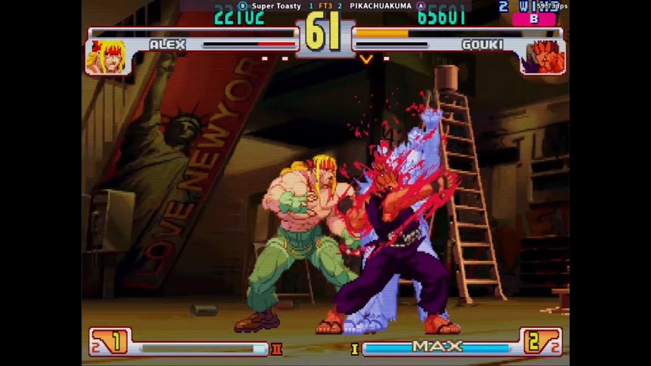 SFIII 3RD STRIKE: Super Toasty ( ALEX ) VS PIKACHUAKUMA ( AKUMA ) FIGHTCADE FT3 SET