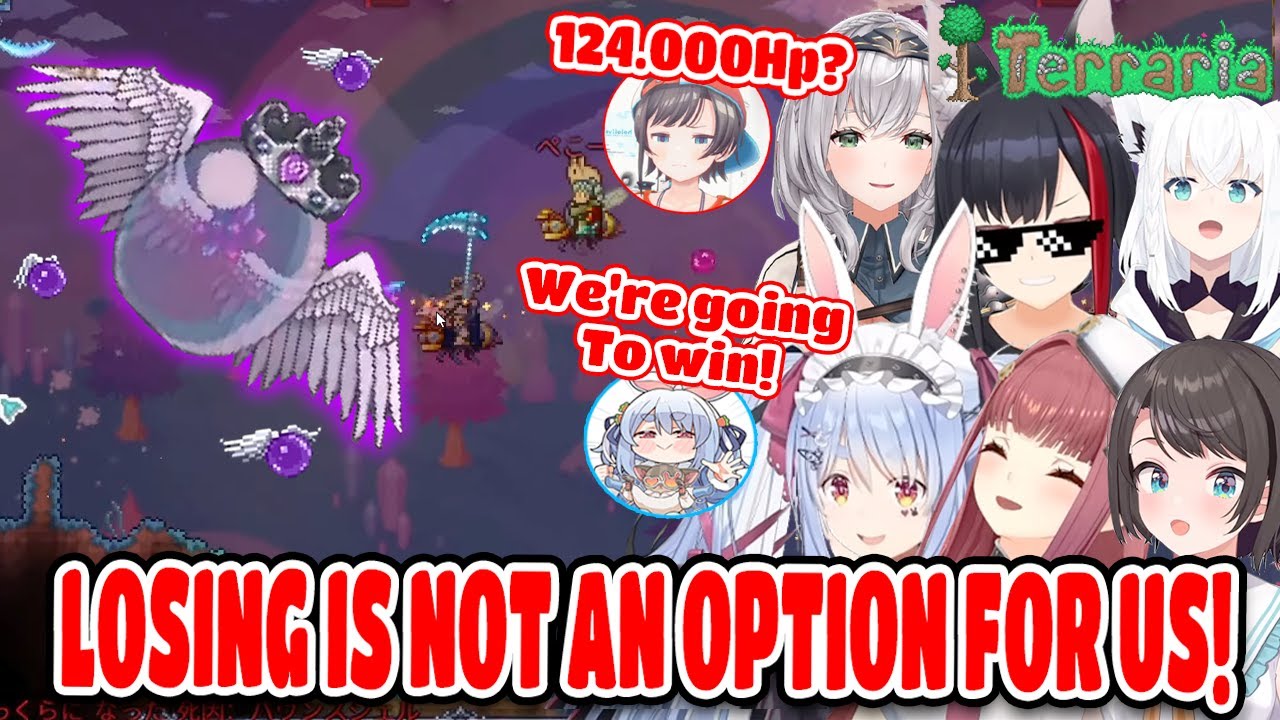 Hololive Girls Challenge Queen Slime Unprepared in Terraria Hololive【ENG SUB】