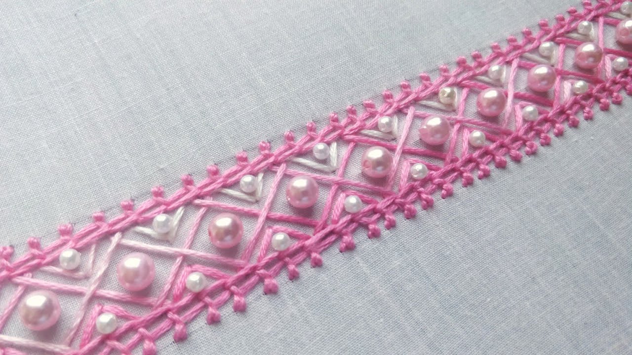Easy Bead Border for Dress/Sleeves/Neckline (Hand Embroidery Work)