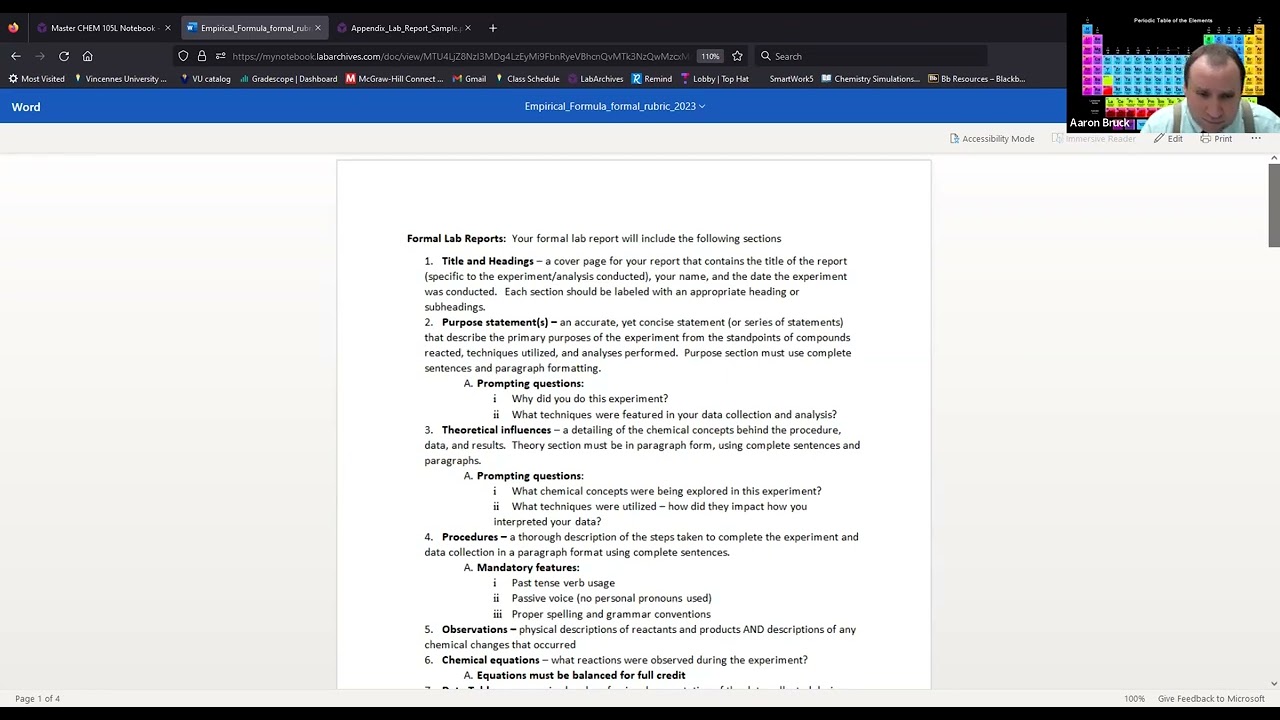 How to Write a Formal Lab Report (Empirical Formula Edition)