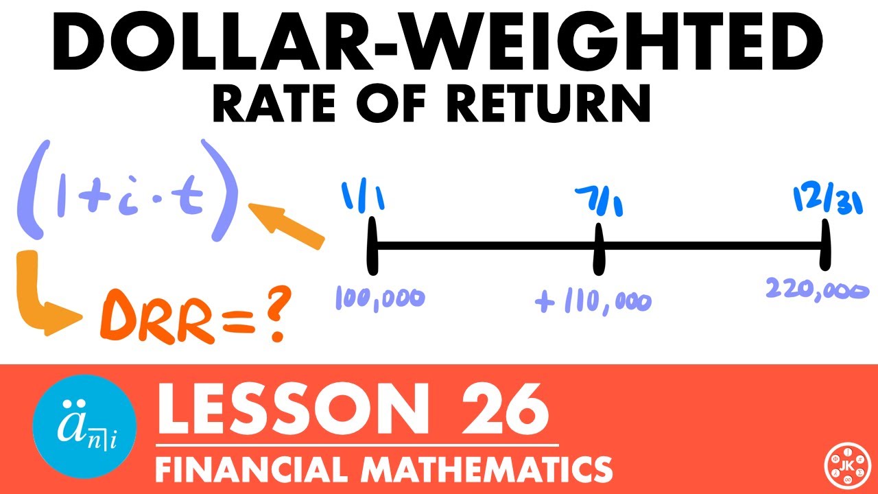 Dollar Weighted Rate of Return | Exam FM | Financial Mathematics Lesson 26 - JK Math