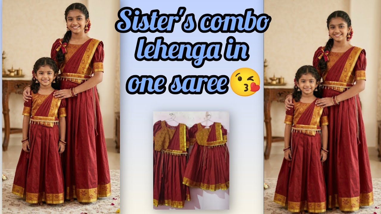 Part-2, Sisters combo dress stitching ! Sisters langa blouse! Mahesh stitch home