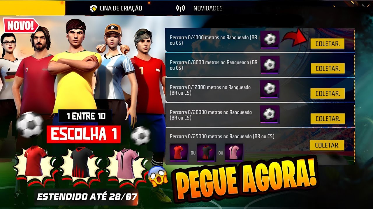 BOAA!! CAMISAS DE TIMES DE GRAÇA? EVENTO DA COPA 2026, EMOTE BANDEIRÃO E TRILHA TURBO - FREE FIRE 