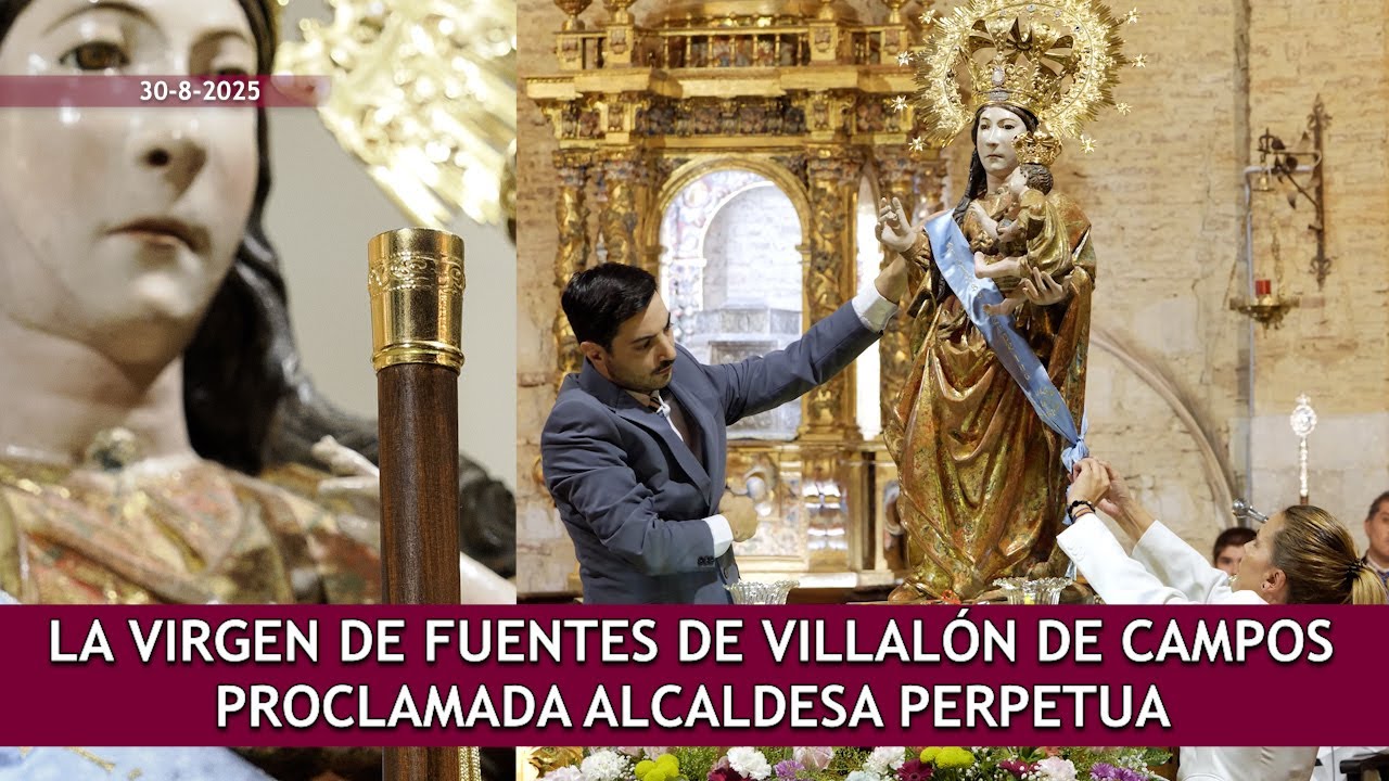 Villalón de Campos entrega a perpetuidad el bastón de mando a su patrona, la Virgen de Fuentes