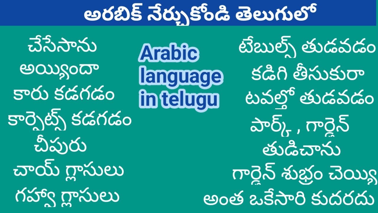 అరబిక్ నేర్చుకోండి తెలుగులో Arabic language in telugu learning arabic