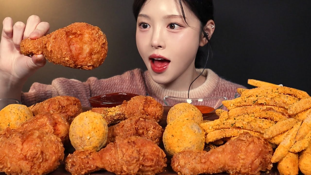 SUB)바삭촉촉 Bhc 핫후라이드 치킨에 뿌링클 사이드 메뉴 먹방!🍗✨뿌링 치즈스틱 감자튀김 치즈볼까지 꿀조합 리얼사운드 Chicken Mukbang Asmr