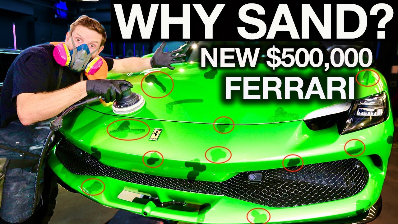 $500,000 Ferrari 296 Worst Paint Ever? Sanding Brand New Supercar!