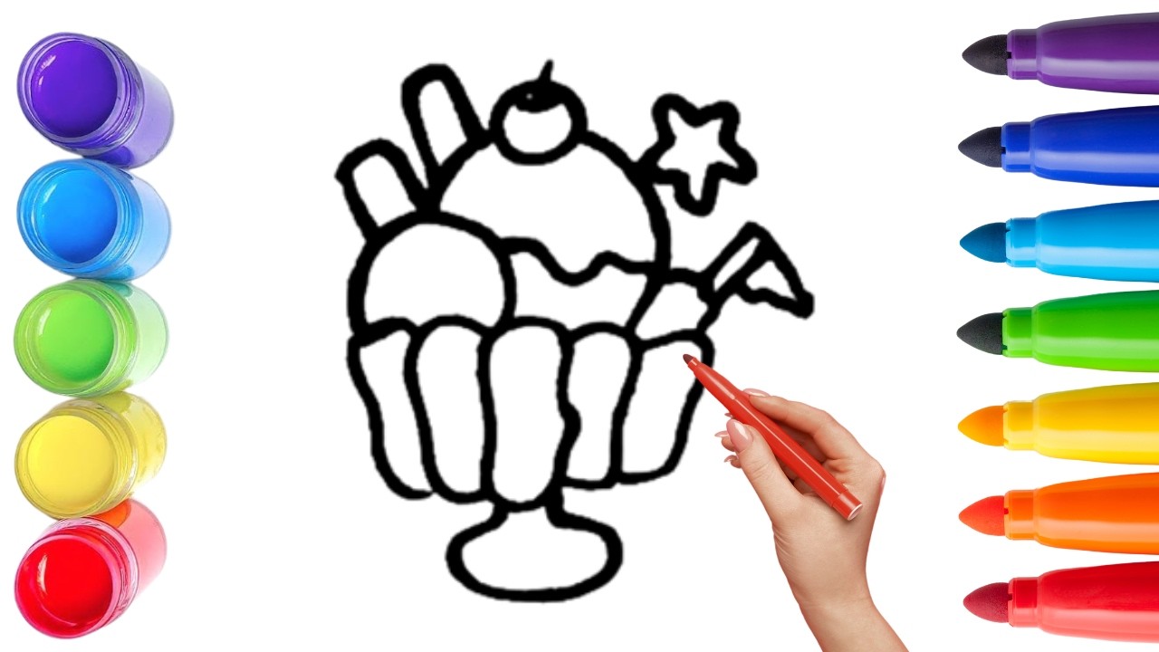 How To Draw cute ice-cream Drawing, Painting & Coloring For Kids and Toddlers_ Child Art 🐋🌈🎨