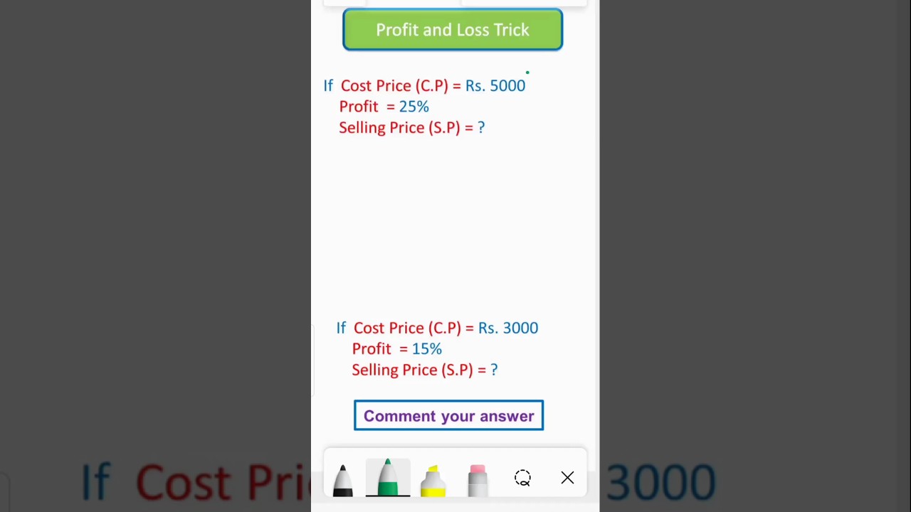 Profit And Loss Trick | Quantitative Aptitude Tricks for Bank Exams #ytshorts #profitandloss