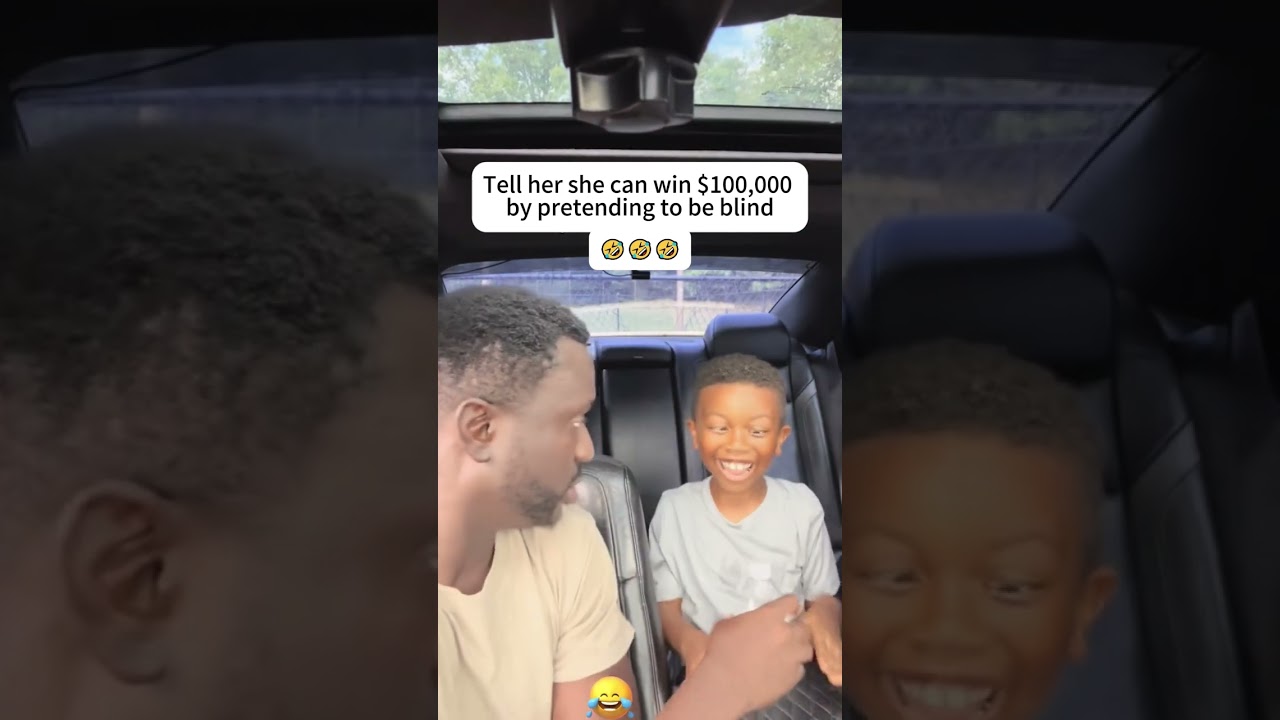 Tell him that by pretending to be blind ，he can win 100000 dollars #funnyvideo #funny #prank#lol#fyp