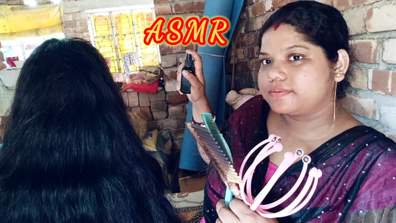 ASMR~ Fast and Aggressive Doing My Sister Hair Binding Styling ( Relaxing) Tingles @asmrsangi7044
