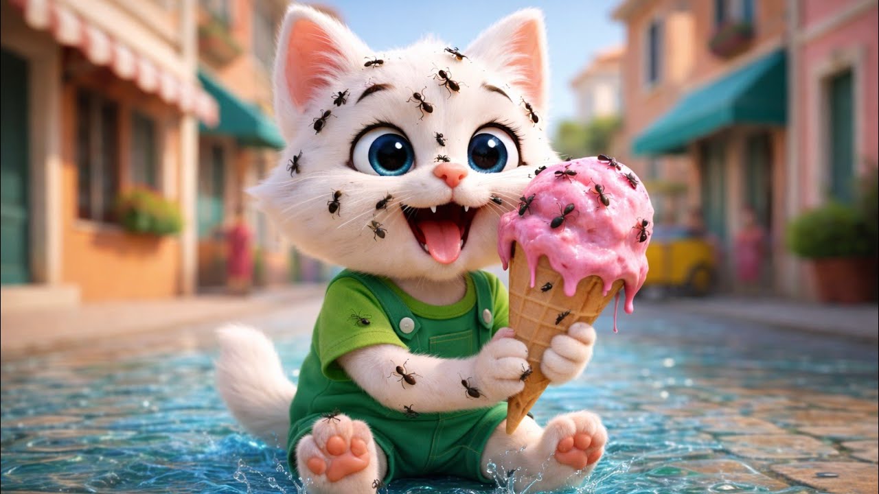 🐾🍦 Heartwarming AI Animated Short: Kitten’s Sweet Summer Reunion with Mom 😻💖​#catshort​#catstory​
