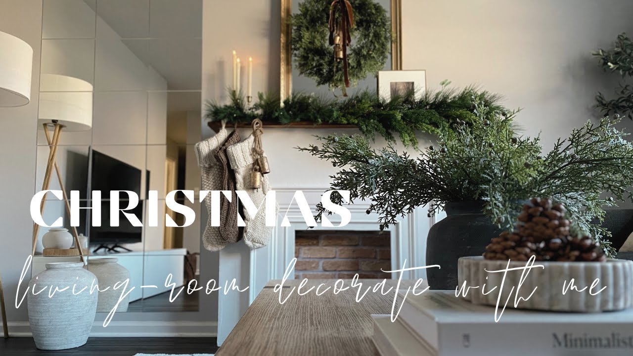 Christmas decorate with me 2023 | Living-room decor ideas | Easy way to hang garlands | Cozy neutral
