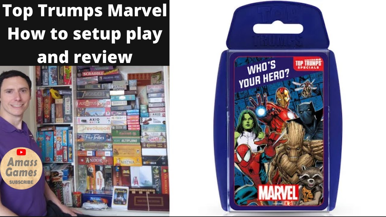 How to setup, play and review Top Trumps Marvel Universe card game by * AmassGames * comics 4K kids