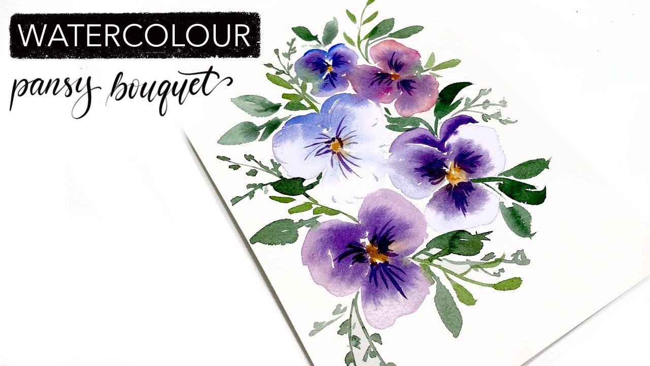 How To Paint A Watercolour Pansy Bouquet
