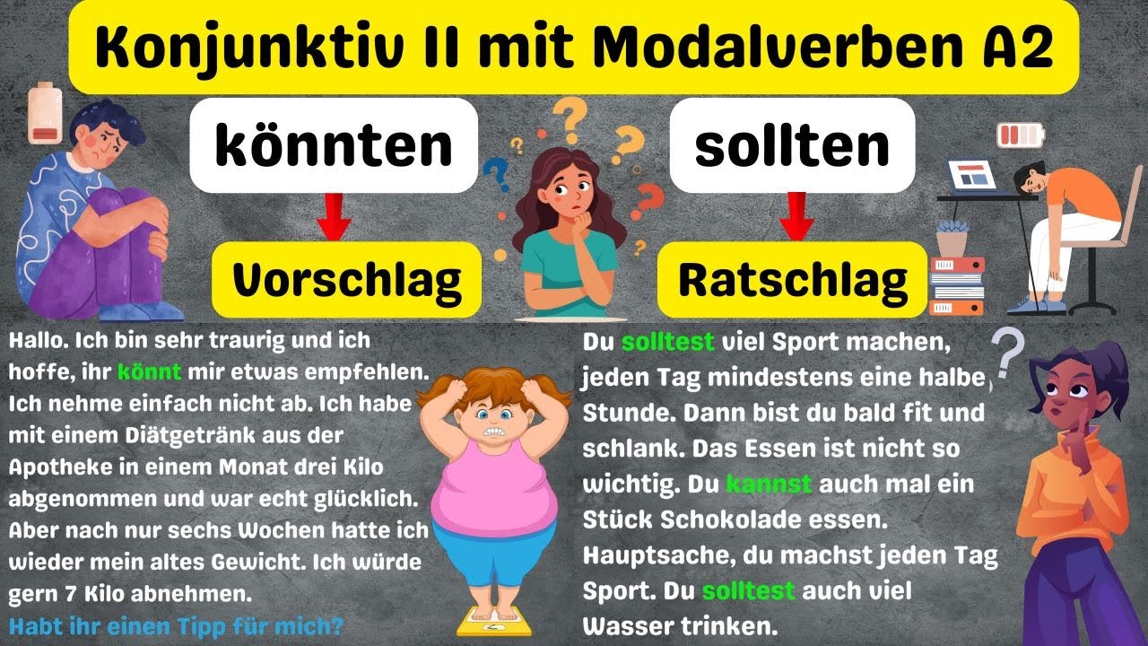 Konjunktiv II mit Modalverben (könnten & sollten) A2 |Deutsch lernen |Konjunktiv II with Modal Verbs