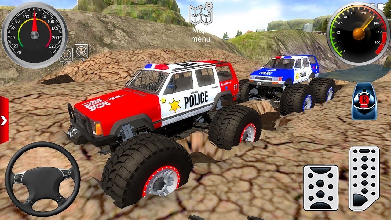 Juegos De Carros   Transporting US Police Monster Trucks #2   Car Extreme Racing Android Gameplay