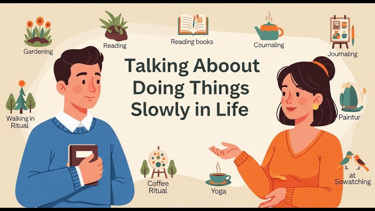 Talking About Doing Things Slowly in Life |  Easy English Listening Practice | A1 English