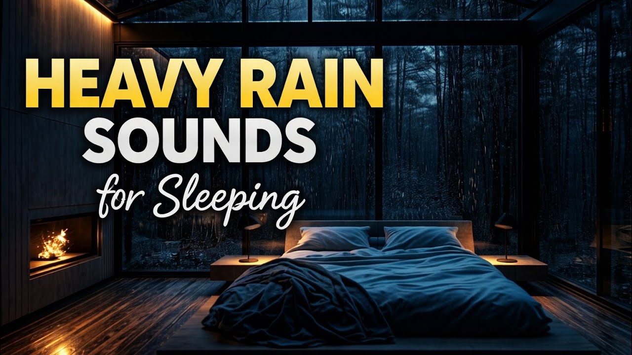 Heavy Rain Sounds for Sleeping | Rain at Night in a Cozy Cabin