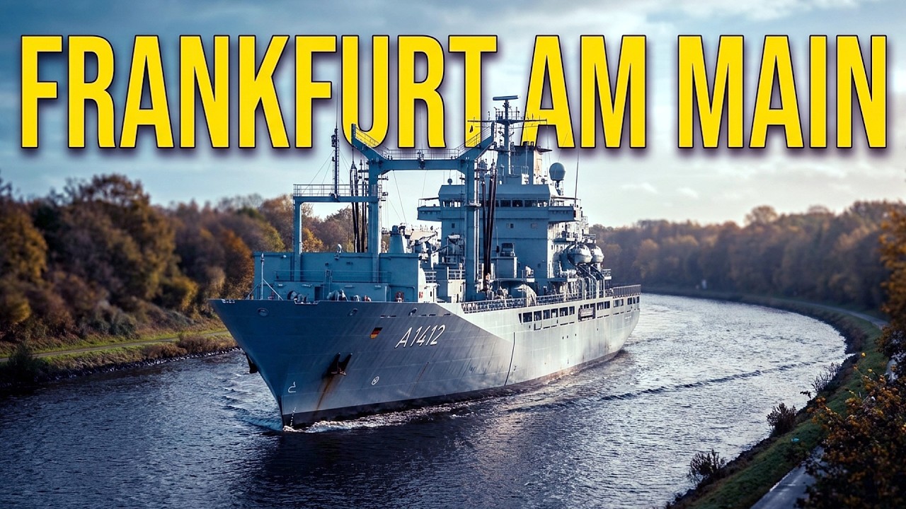German Navy replenishment ship FRANKFURT AM MAIN transits Kiel Canal