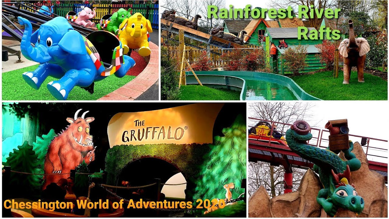 Chessington world of adventures 2020 Grand Opening Elmer's Flying Jumbos, Rainforest River Rafts