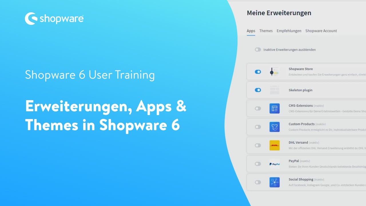 Erweiterungen, Apps & Themes (Shopware 6 Tutorial)