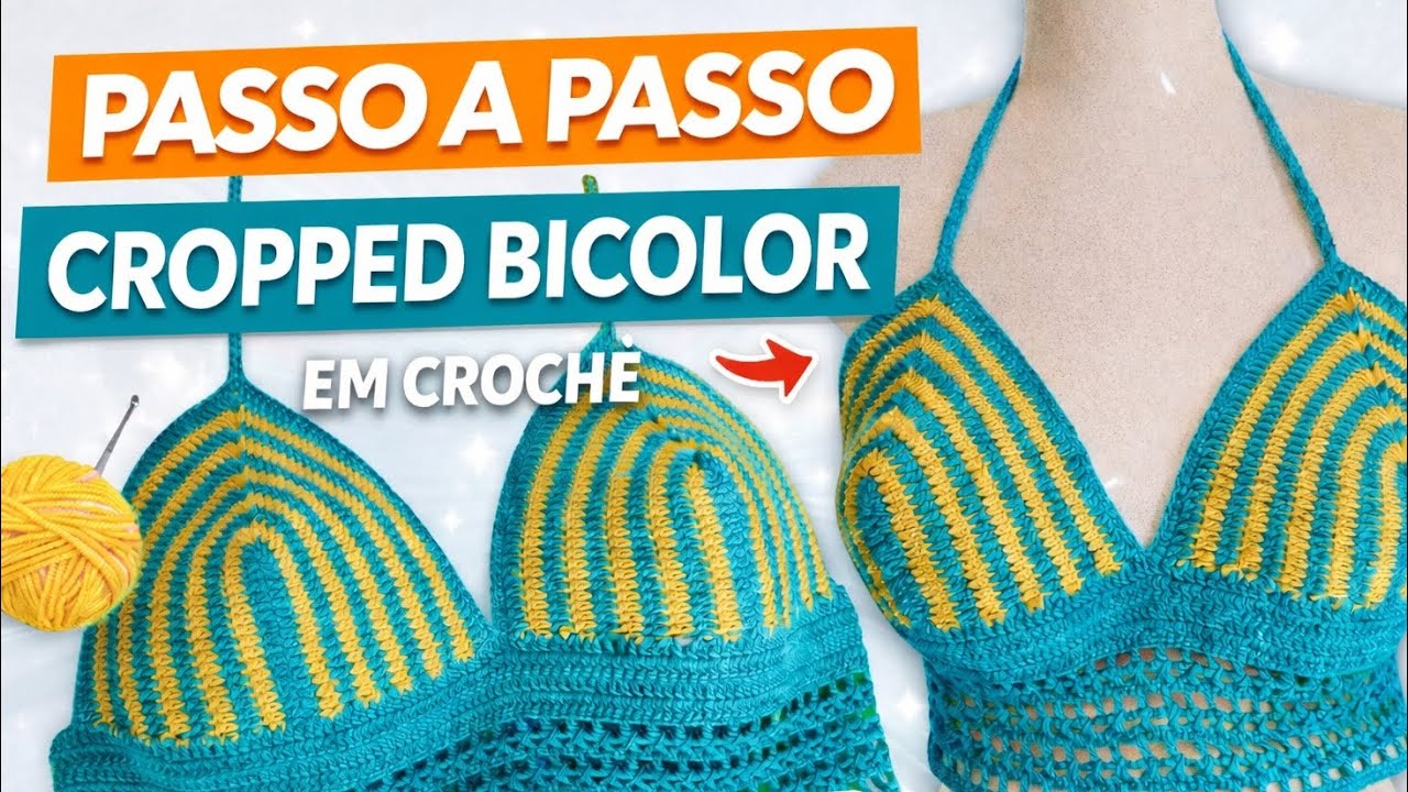 CROPPED BICOLOR EM CROCHÊ | PASSO A PASSO FÁCIL PARA INICIANTES