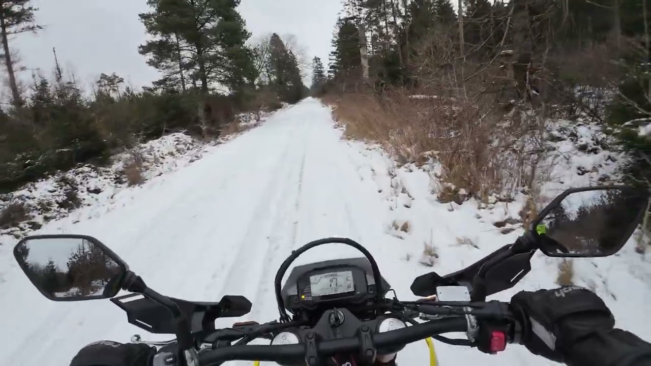 Winterschnee Offroadfahrt mit der SUZUKI DR-Z4S durch den Wald Teil 2 🇩🇰