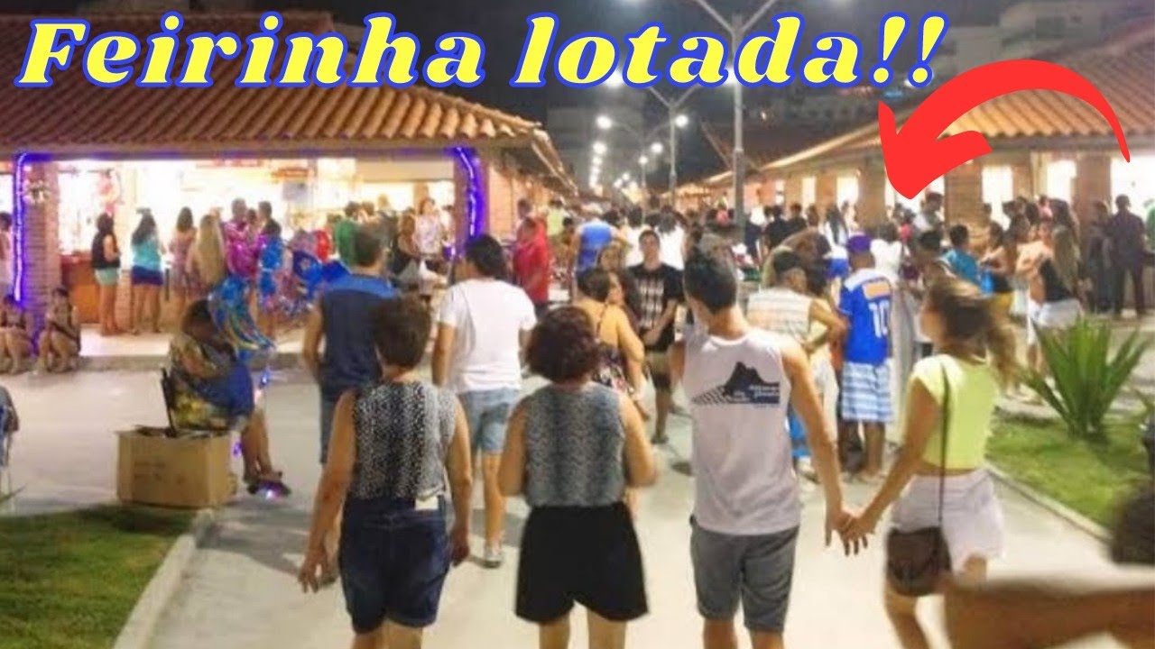 ❤️💙CABO FRIO A NOITE 🔴 FEIRINHA LOTADA, PERTINHO DA PRAIA DO FORTE 🇧🇷4K