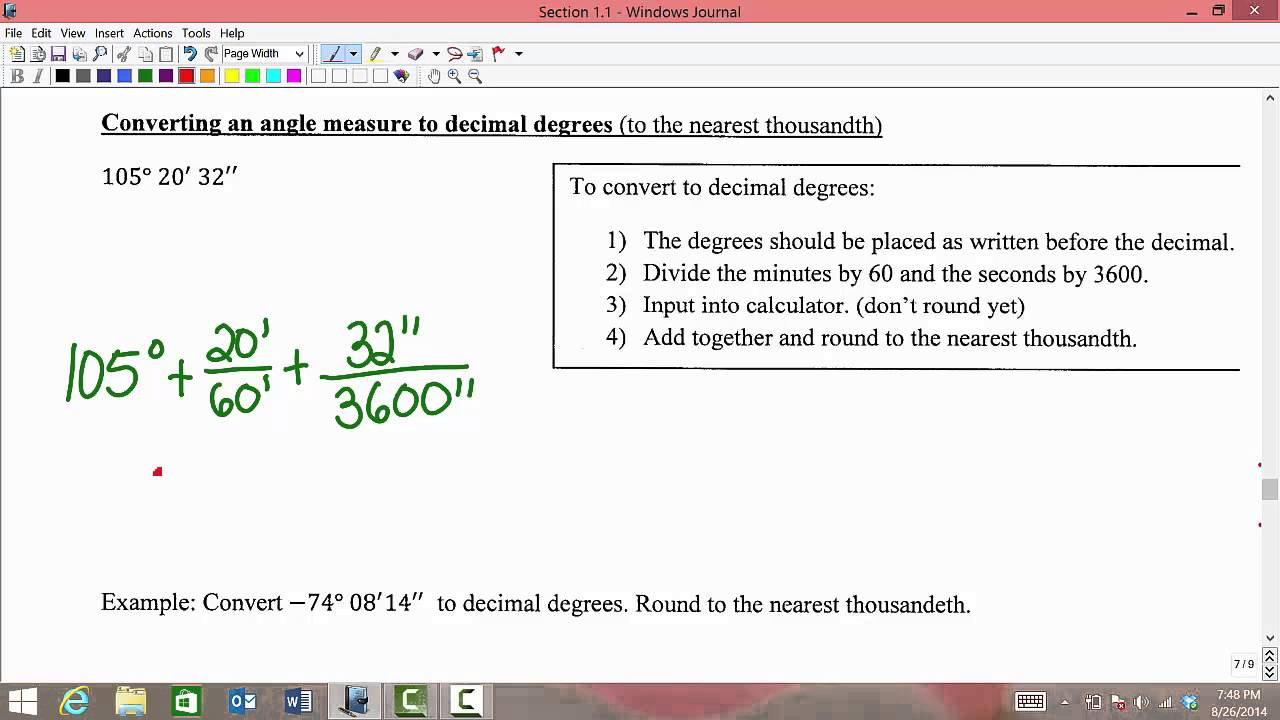 MATH 1316 Section 1.1: Converting DMS to Decimal Degrees