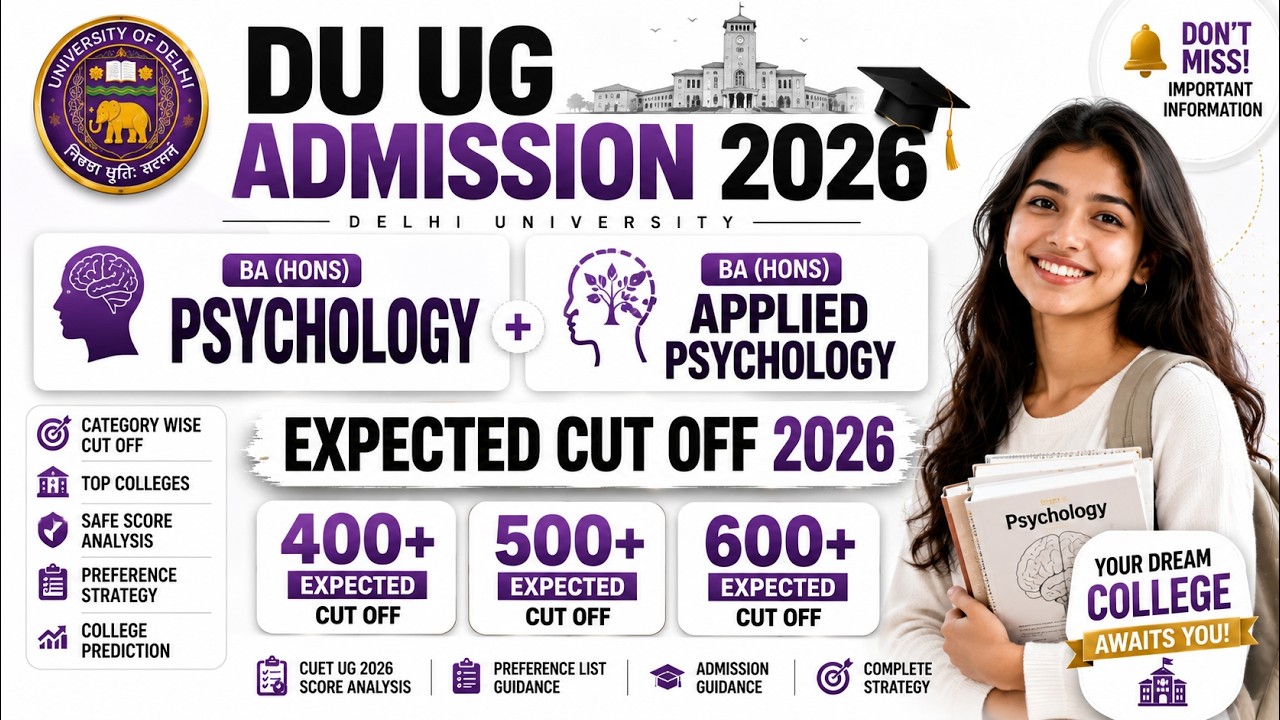 DU Psychology Honours Cut Off 2026 | Top Colleges & CUET Score Required